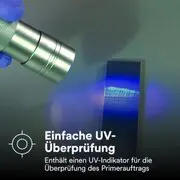 UV überprüfbar Enthält einen UV Indikator für die Überprüfung des Primerauftrags